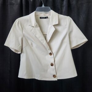 Off White Cropped Button Down - Nasty Gal